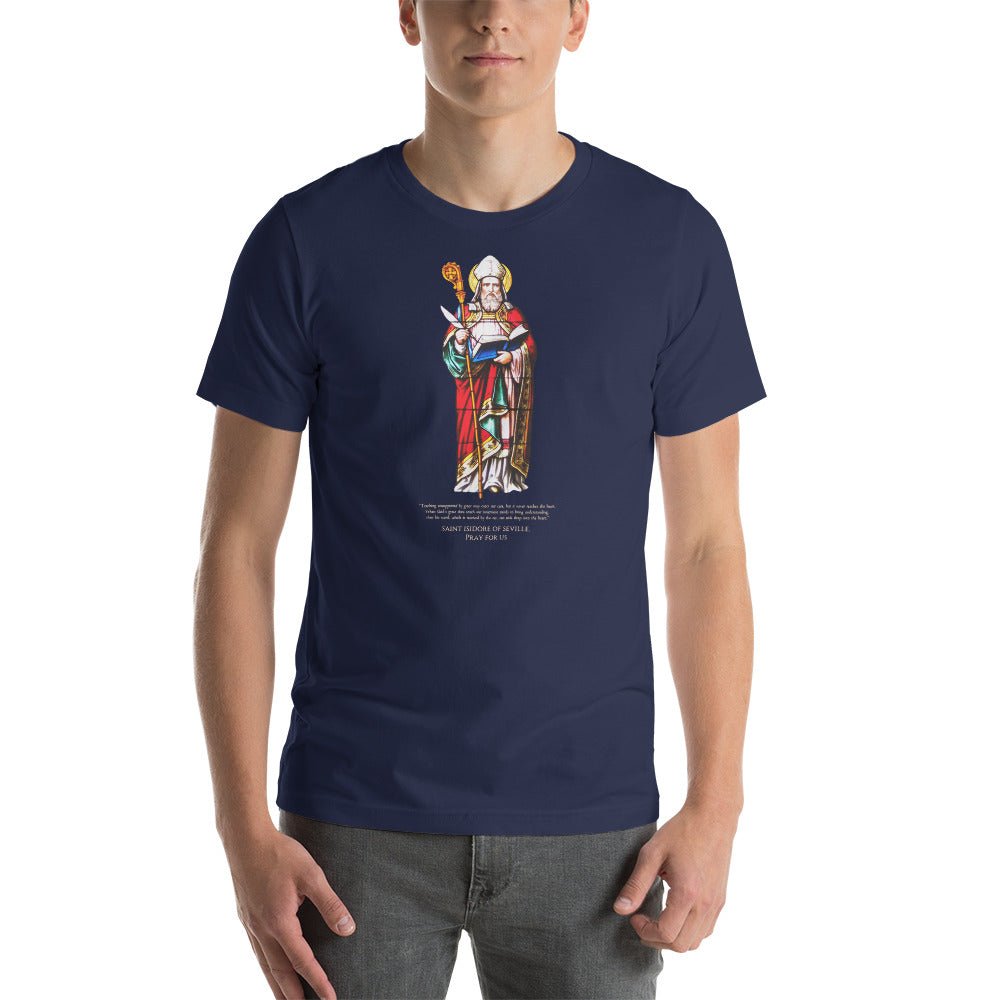 St. Isidore of Seville Stained Glass Window T-Shirt - Catholicamtees