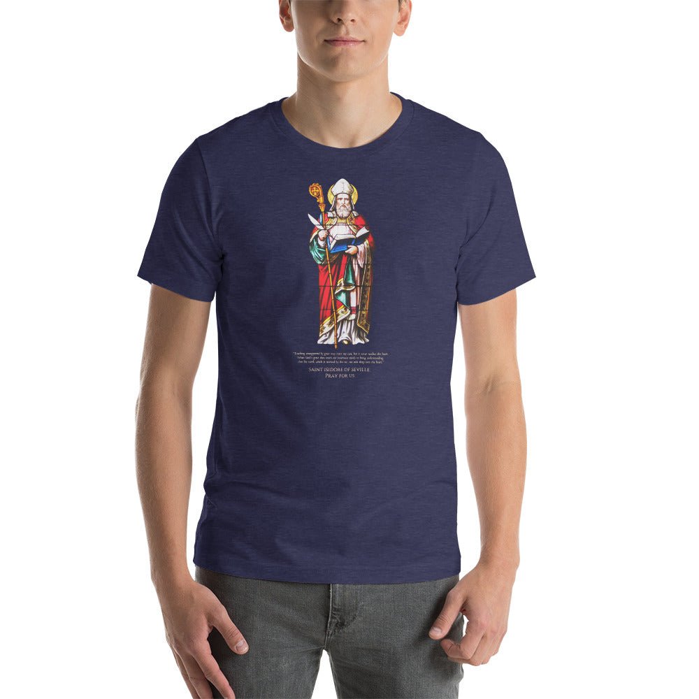 St. Isidore of Seville Stained Glass Window T-Shirt - Catholicamtees