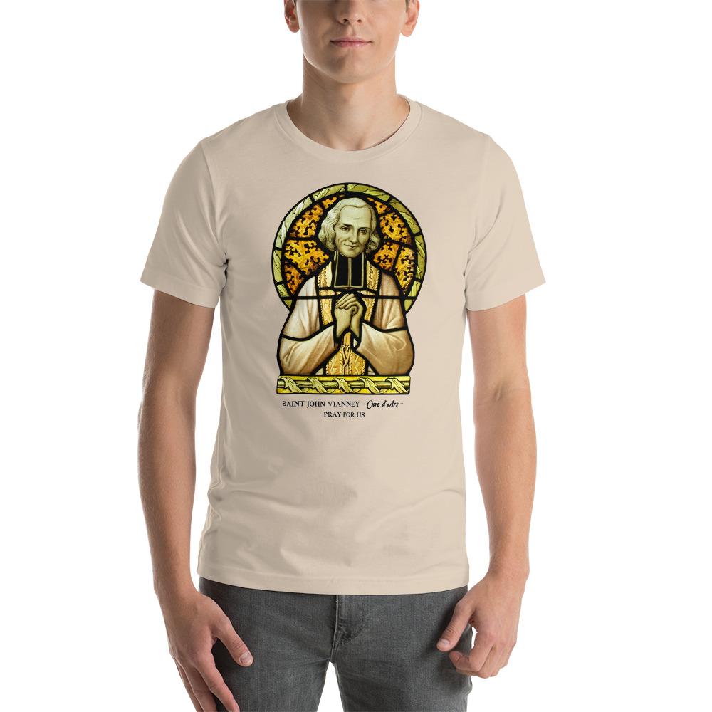 St. John Vianney Stained Glass T-Shirt - Catholicamtees