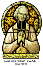 Load image into Gallery viewer, St. John Vianney Stained Glass T-Shirt - Catholicamtees
