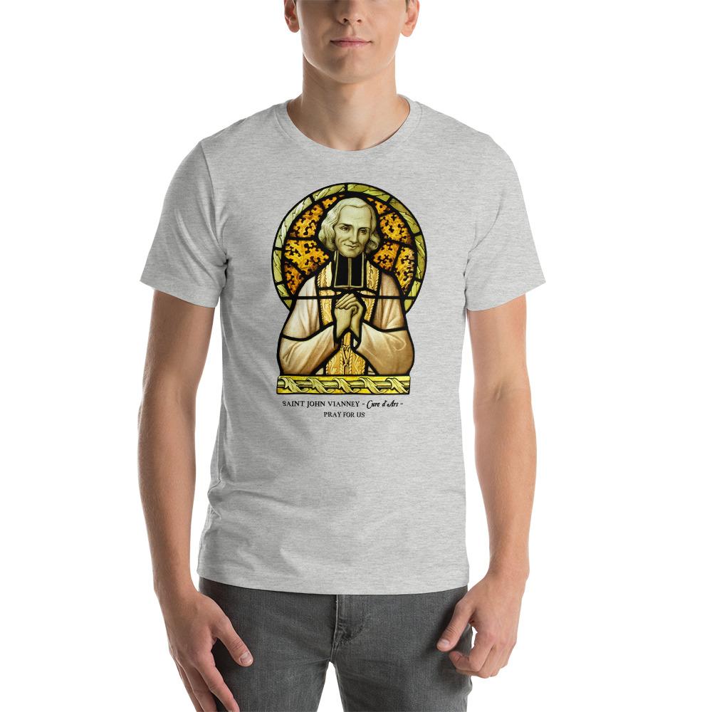 St. John Vianney Stained Glass T-Shirt - Catholicamtees