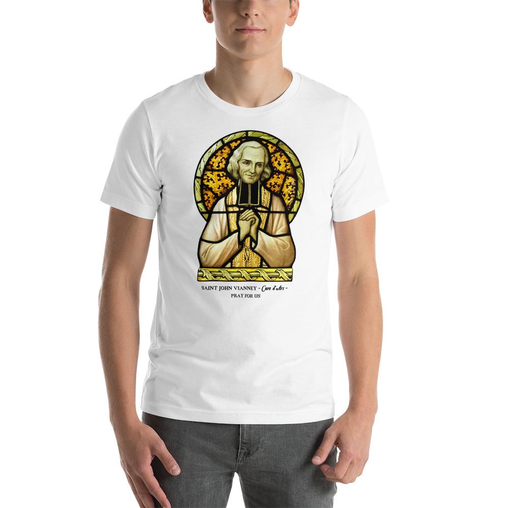 St. John Vianney Stained Glass T-Shirt - Catholicamtees