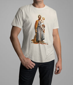 St. Joseph with Christ Child Lightweight T-Shirt - Catholicamtees