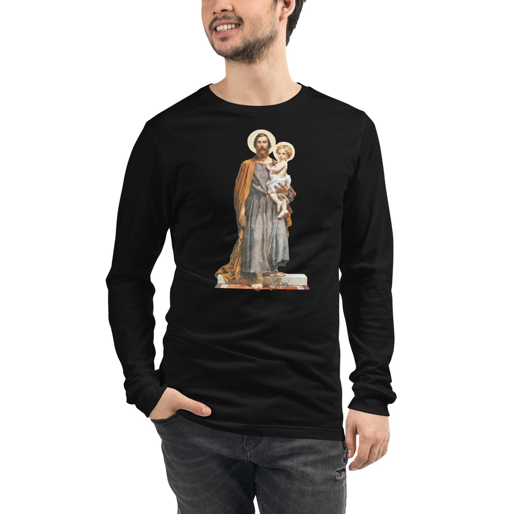 St. Joseph with Christ Child Mosaic Long Sleeve Tee - Catholicamtees