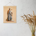 Load image into Gallery viewer, St. Joseph with Christ Child Mosaic Ready of Hang Poster 12&quot;x16&quot; - Catholicamtees
