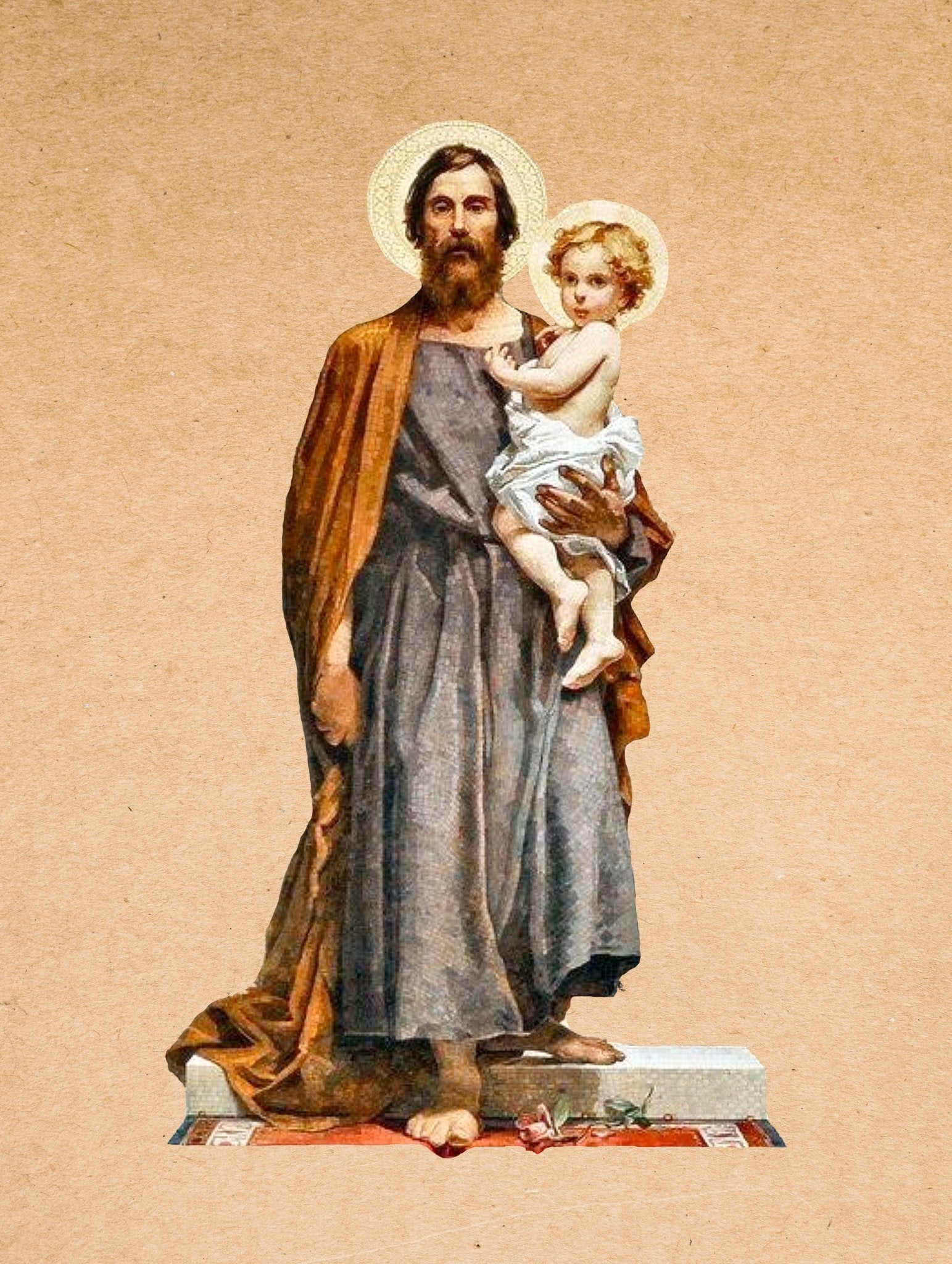 St. Joseph with Christ Child Mosaic Ready of Hang Poster 12"x16" - Catholicamtees