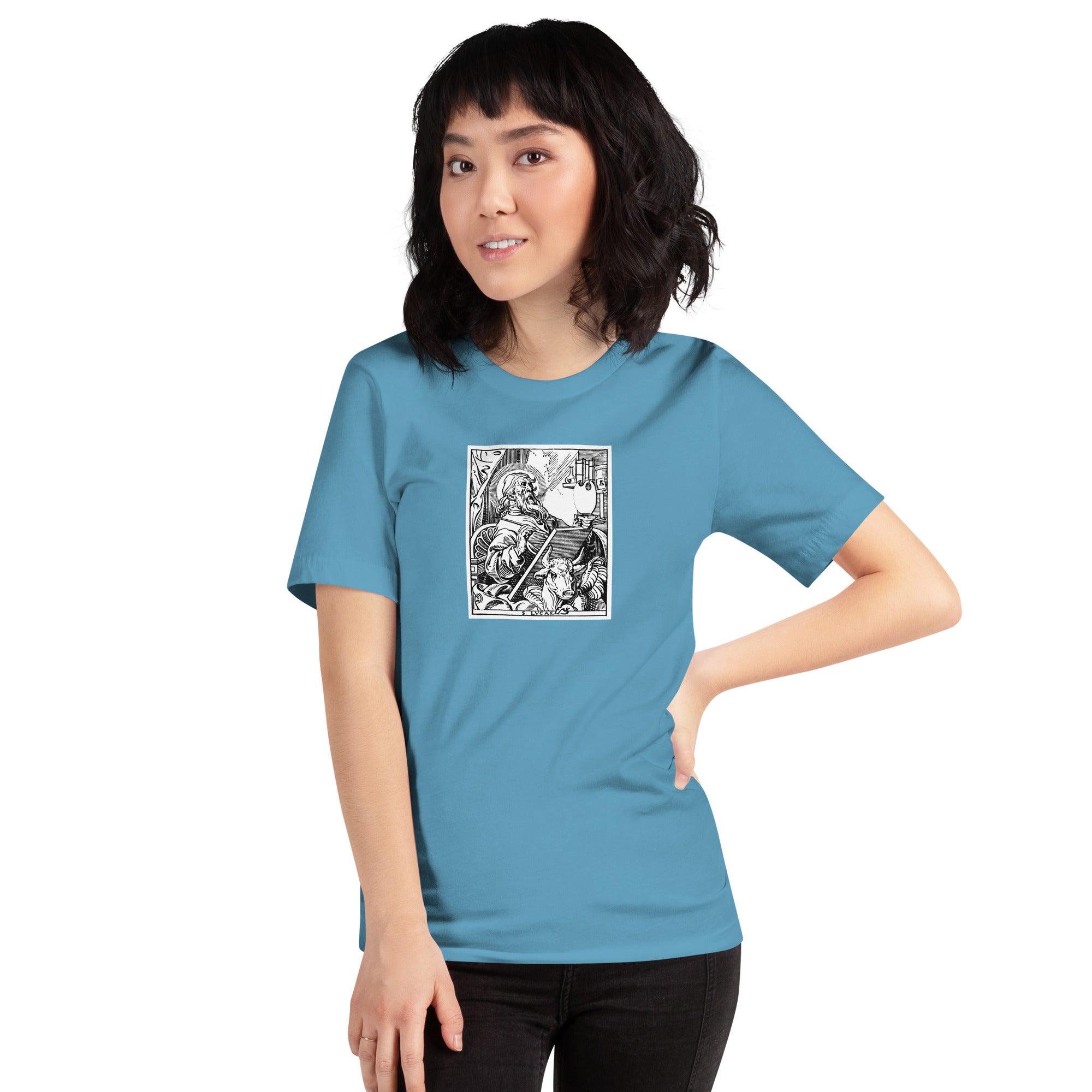 St. Luke the Evangelist Woodcut T-Shirt - Catholicamtees