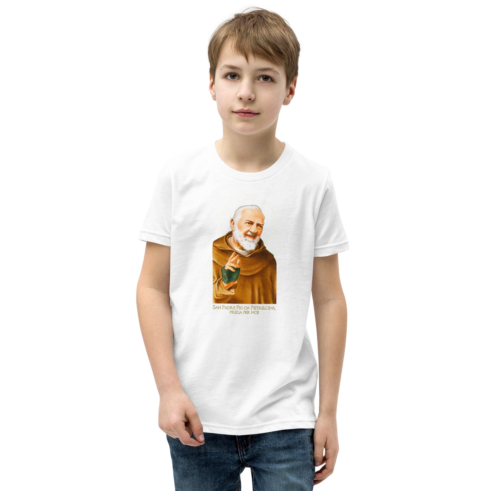 St. Pio of Pietrelcina (Padre Pio) Youth Short Sleeve T-Shirt - Catholicamtees