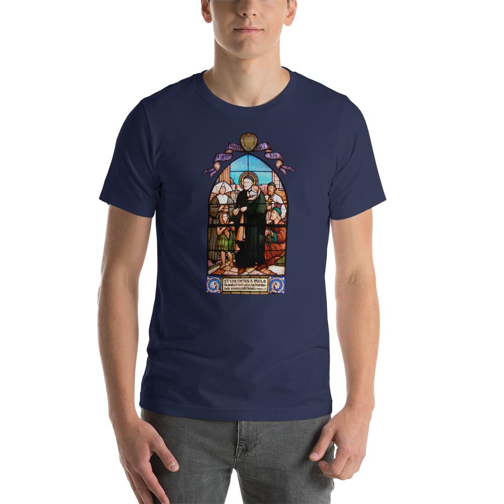 St. Vincent de Paul Stained Glass Window T-Shirt - Catholicamtees