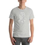Load image into Gallery viewer, The Chi Rio with Alpha and Omega T-Shirt - Catholicamtees
